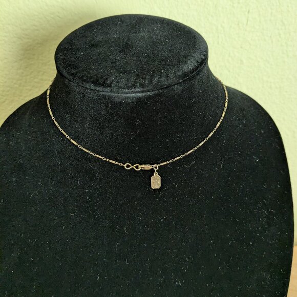 Kalan Peach Faceted Stone Dangle Necklace Wire Wrap Bar Link Chain Delicate Boho - Picture 3 of 7